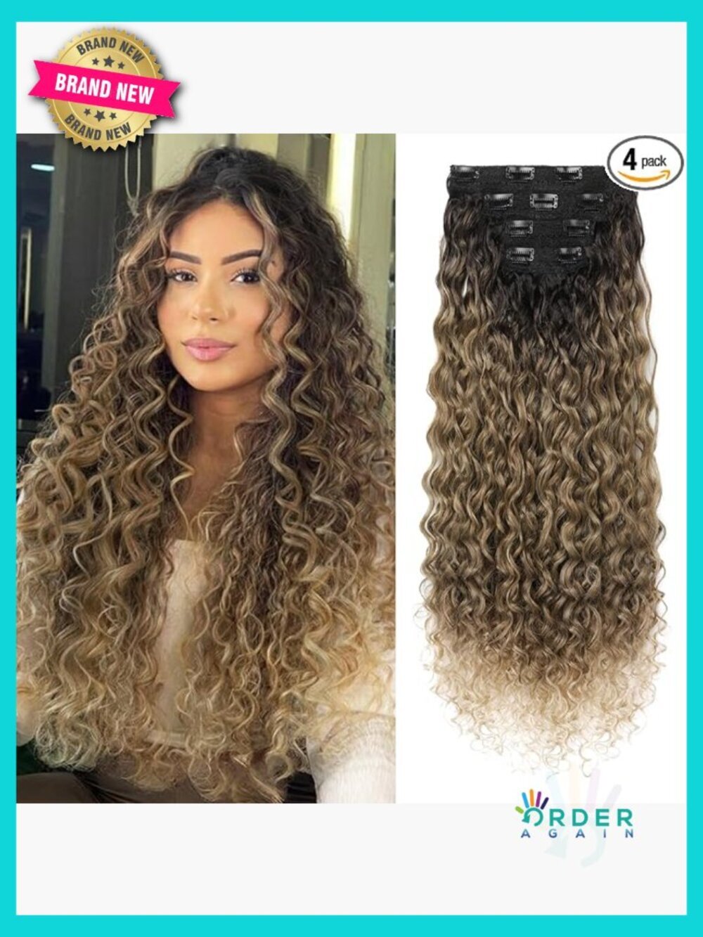 Clip In Curly Hair Extensions 26 Inch Long Protein Silk Soft Natural Look 4